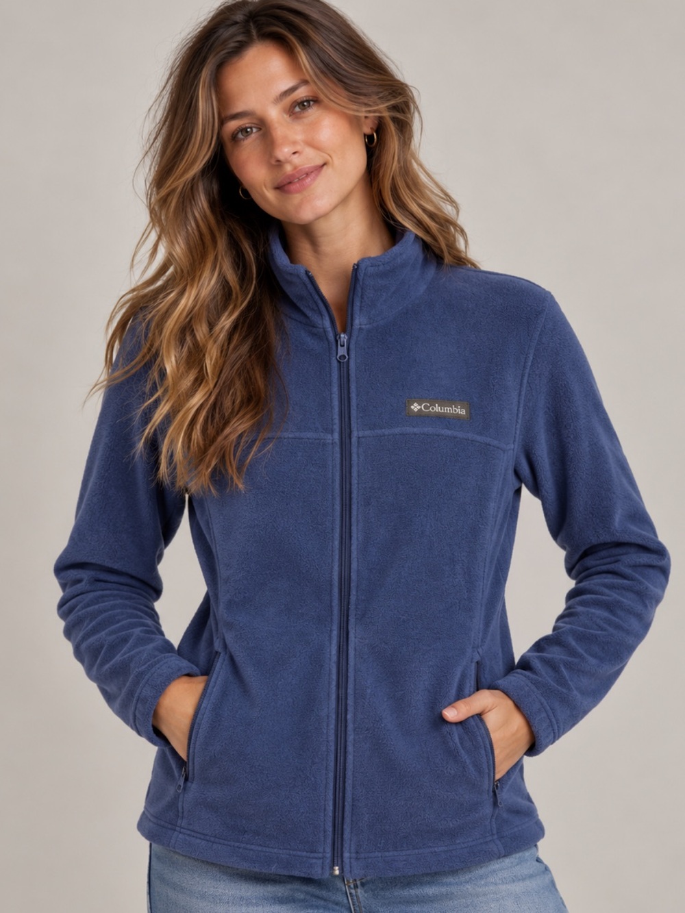 Columbia Women’s XS Blue Full Zip Fleece Sweater Cozy Gorpcore Outdoor Hiking